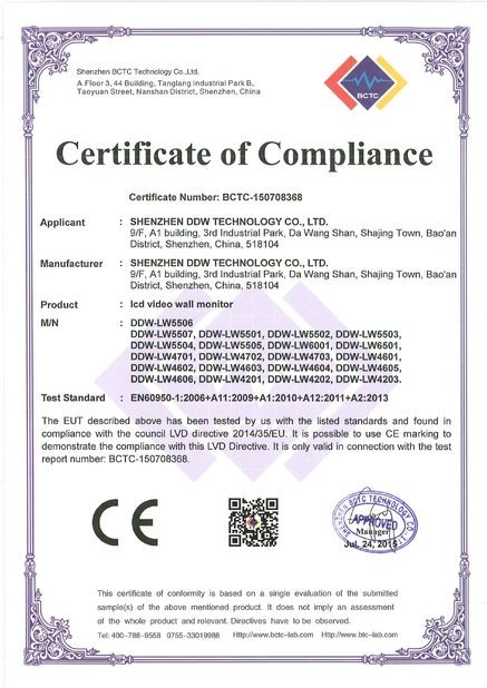 Chine Shenzhen DDW Technology Co., Ltd. Certifications